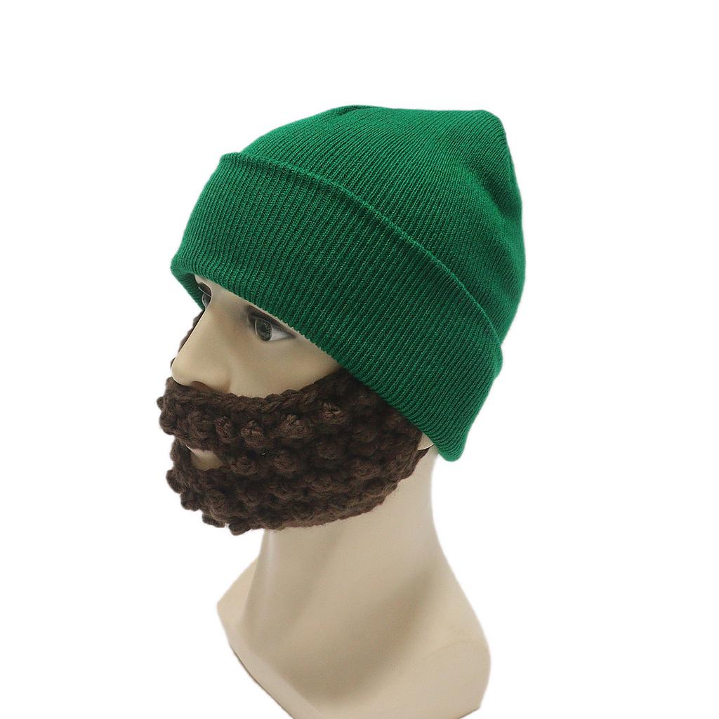 Big Beard Cold Hat Autumn and Winter Men's Mask Knitted Hat Warm Ear Protection Turned Wool Hat Personality Handsome Overelastic
