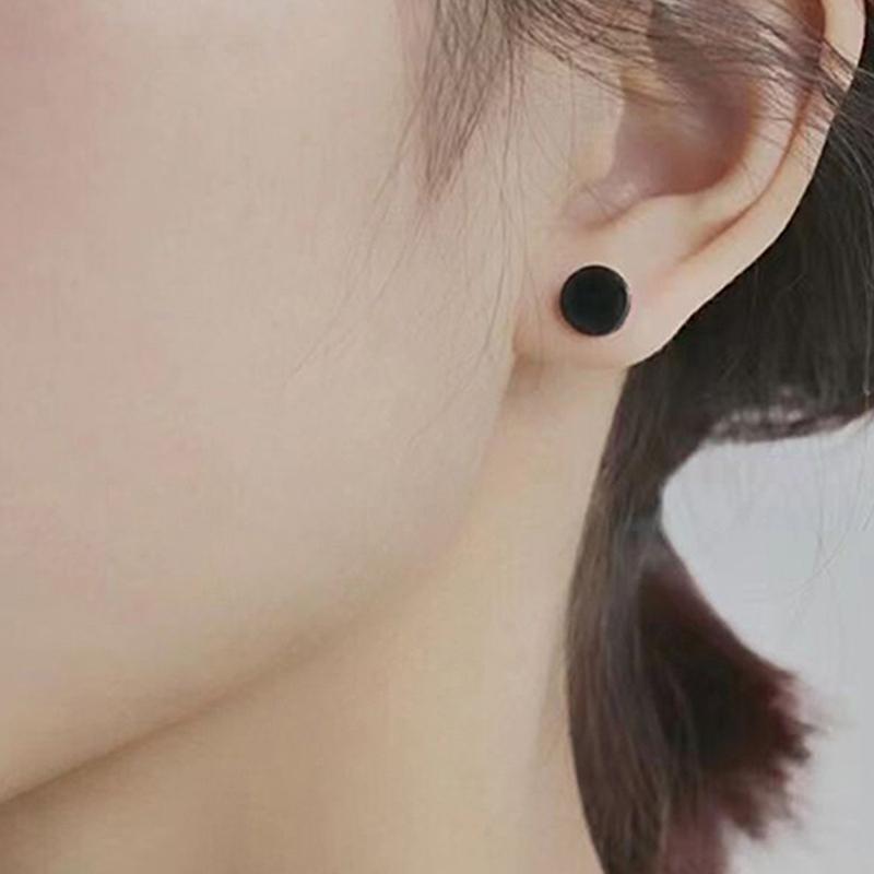 5Pairs  Stainless Steel Stud Earrings For Men Women Simple Round Black Punk Ear Studs Jewelry Gift Accessories