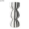 Black White Line Resin Vase Desktop Artistic Flower Vessels Flower Arrangement Vase Dried Flower Vase Home Decoration Ornament