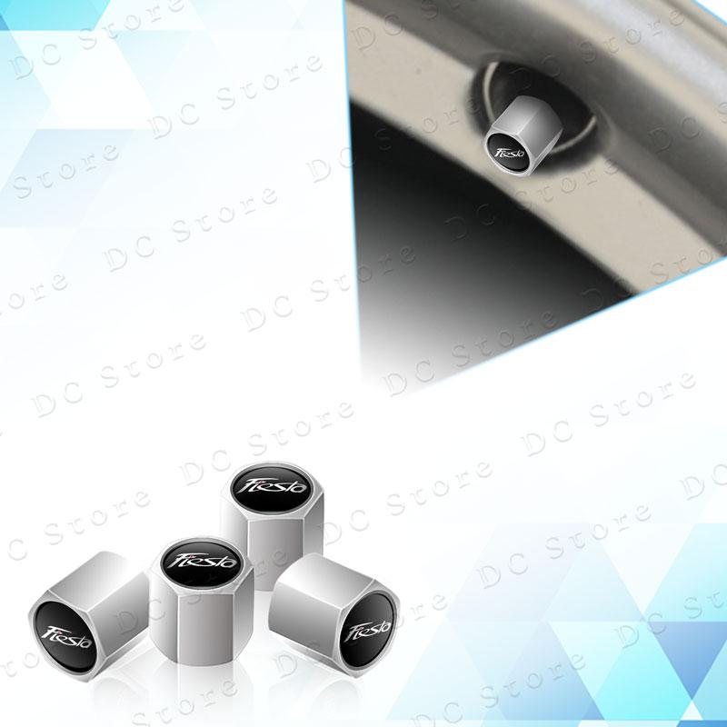 AAANK1 4pcs Metal Aluminum Alloy Car Wheel Tire Valve Air Stem Cap Dust Proof Covers For Ford Fiesta Emblem Accessories
