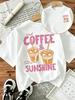 Iced Coffee Sunshine Graphic Tshirt Front Back Printed Casual Loose Crew Neck Short Sleeve Allseason Daily Casual Top
