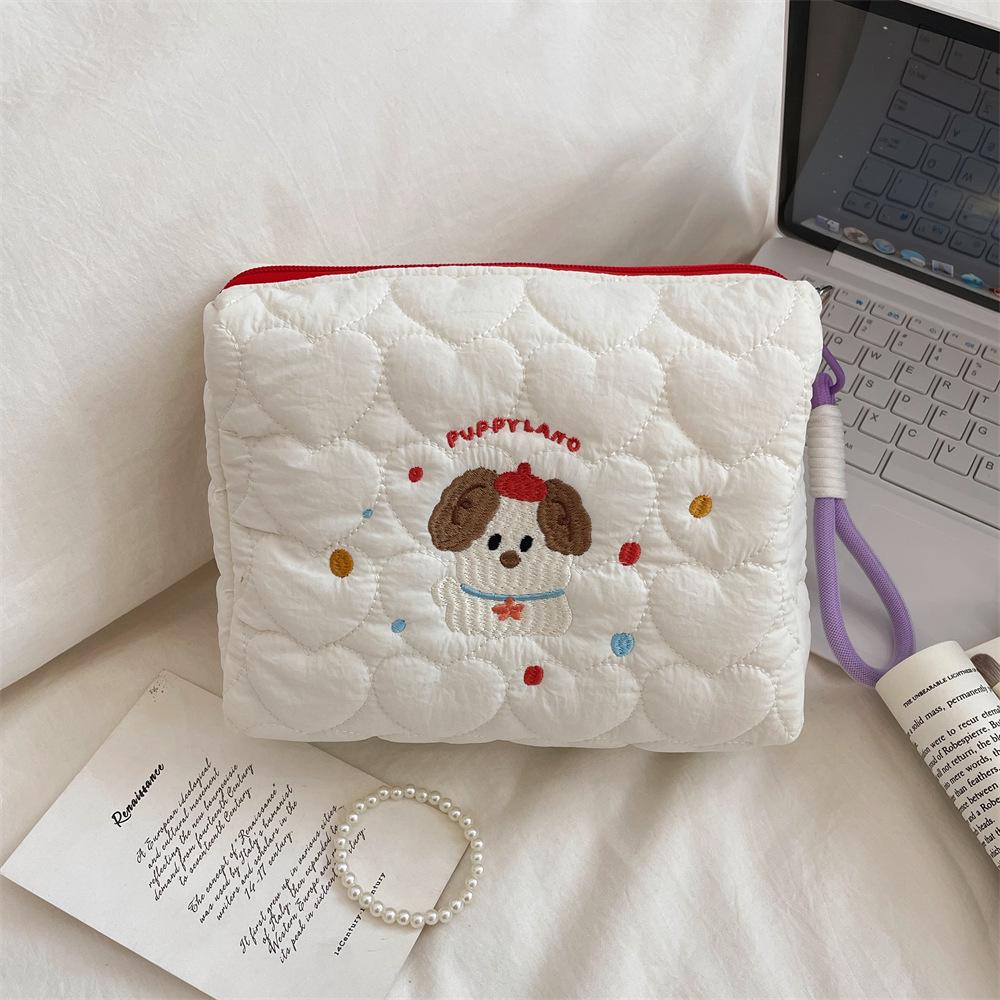 

Cute Puppy Embroidered Cosmetic Storage Bag - Handbag & Clutch