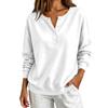 Women's V-Neck Button Pullover Sweatshirt Loose Fit Long Sleeve Casual Top