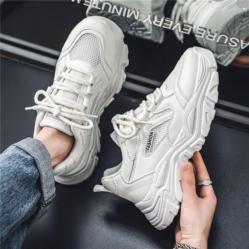 Fashion Beige Men's Casual Sneakers Mesh Upper Outdoor Jogging Athletic Korean Miked Colour Comfortable Light Jump Gym Male Sports Shoes