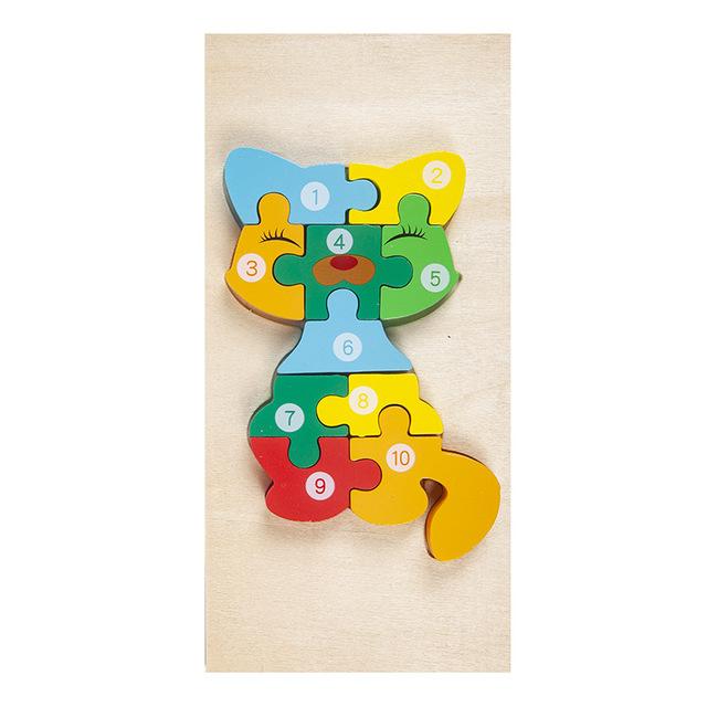 Ineinandergreifendes numerisches Puzzle in Tierform für Kinder, Katze, Dino, Dinosaurier, Auto, Kaninchen, Flugzeug, Lernspielzeug, Idee für Mädchen im Alter von 3 4 5 Jahren