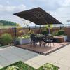 Foteng Outdoor Solar Roman Patio Umbrella with LED Lights