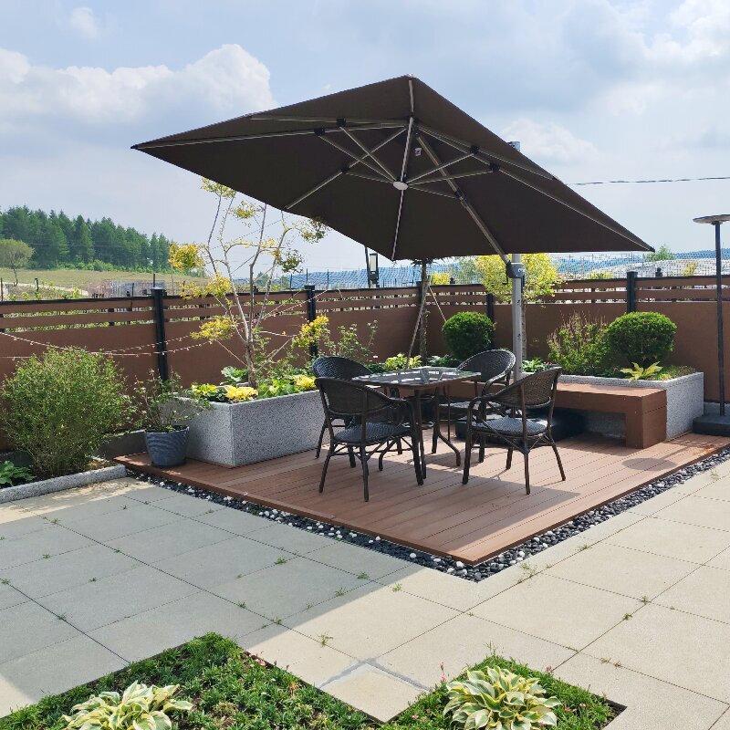 Foteng Outdoor Solar Roman Patio Umbrella with LED Lights