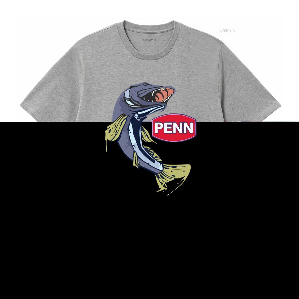 PENN Attrezzatura da Pesca Logo Aziendale Maglietta Nera da Uomo Taglia S 3XL con Stampa di Pesce Cool vintage Lavata Traspirante Comoda