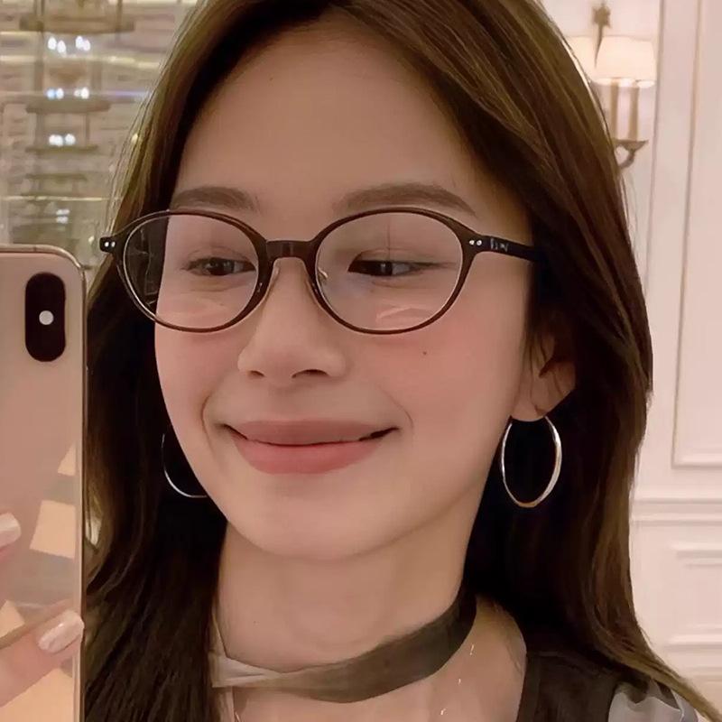 Korean Fashion Glasses for Women Oval Shape Anti Blue Light Eyeglasses Frames Rivets Decoration Glasses Frame Men