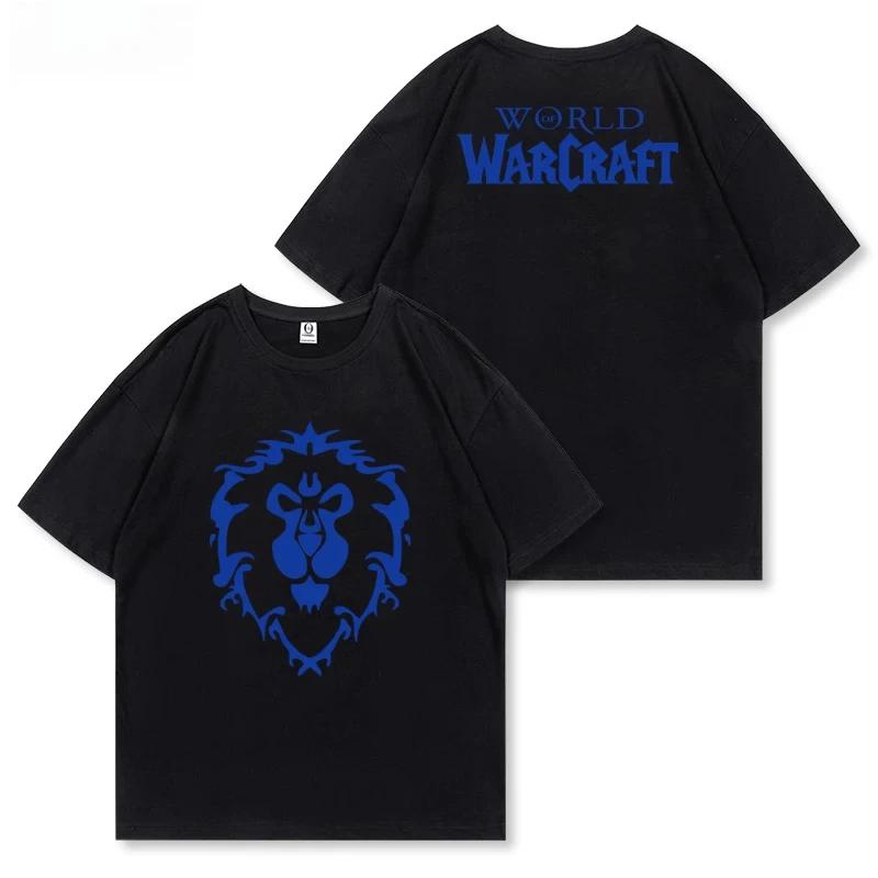 Hot Sale Warcraft Printed Men's T-Shirt Cotton Game Pattern Cool Breathable Striped Design for All Seasons