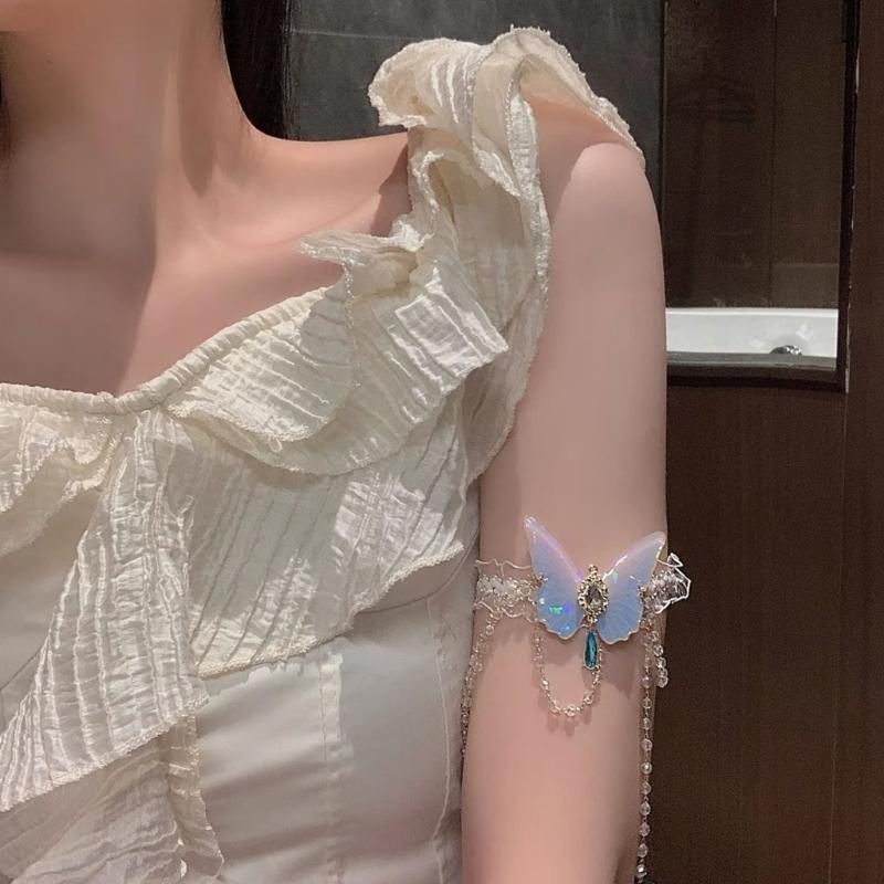 Adjustable Butterfly Lace Anklet With Flowing Tassels Two Way Leg Chain Jewelry For Casual Or Formal Occasions