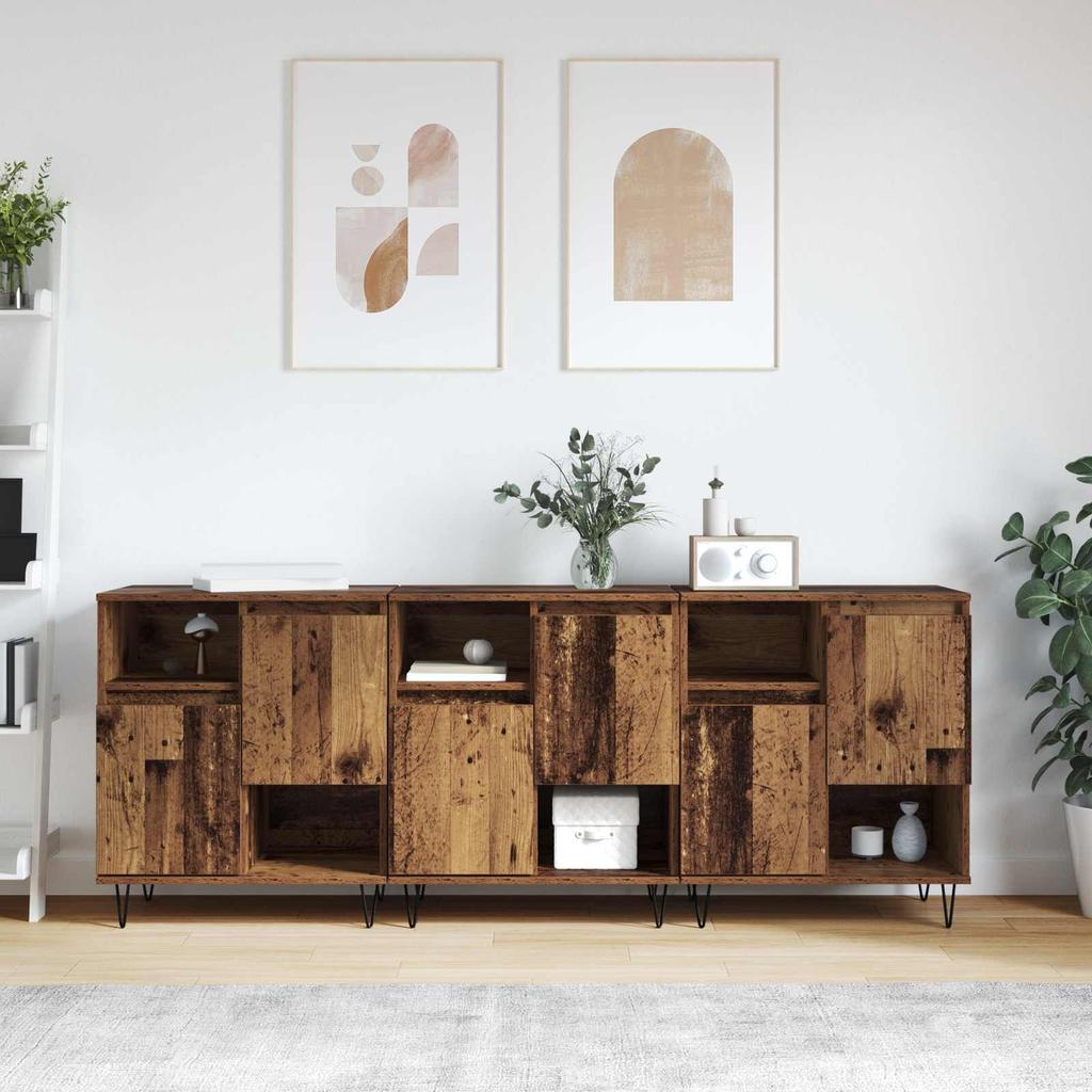 Sideboard Set 3 pcs Reclaimed Wood 60 x 35 x 70 cm