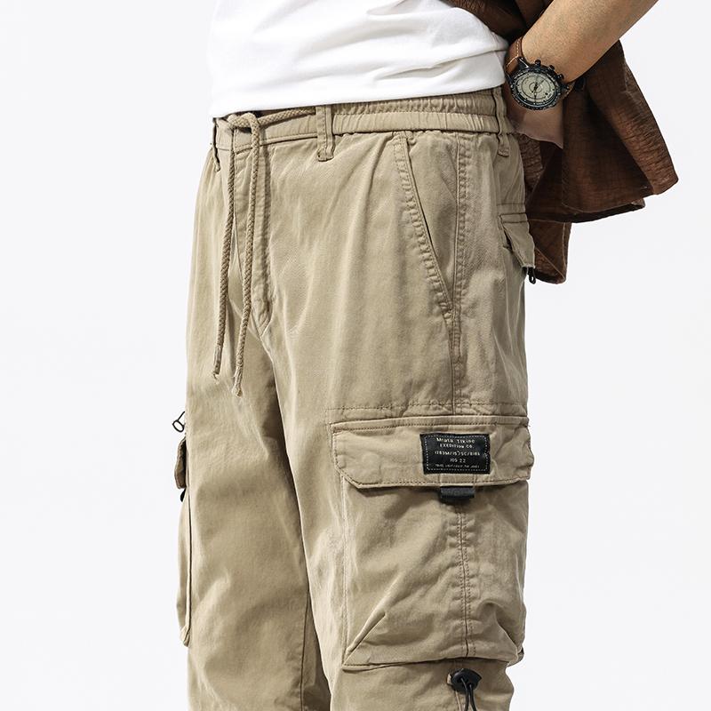 JAYSCE Unisex Cotton Convertible Cargo Pants Multi-Pocket Outdoor Hiking Trousers Detachable Shorts Elastic Waist