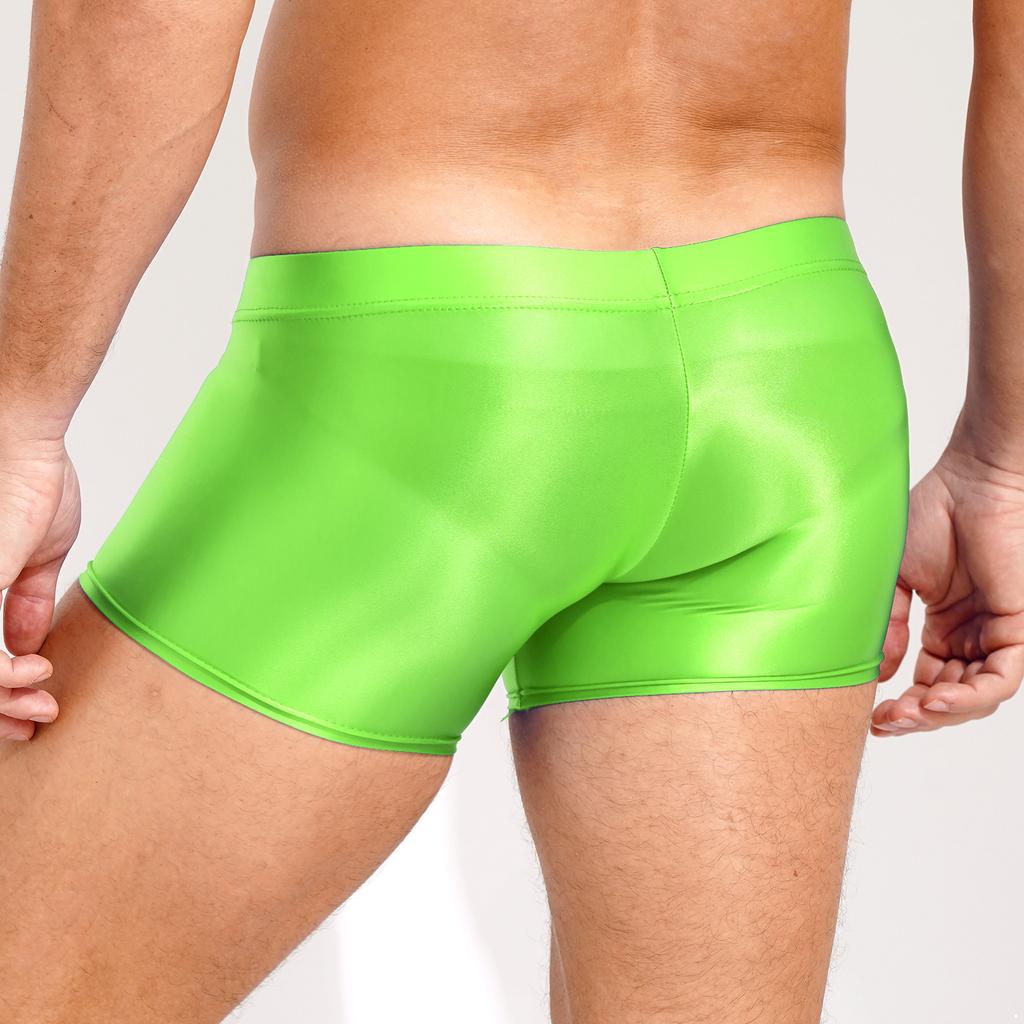 Mens Glossy Boxer Briefs Low Rise Underpants Swim Shorts Pool Party Beach Volleyball Beachwear Shorts