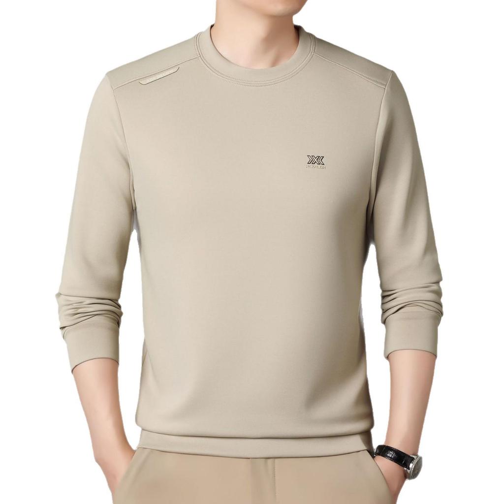 Men's High-End Wool-Blend Mulberry Silk Fleece-Lined Long-Sleeve Sweatshirt
