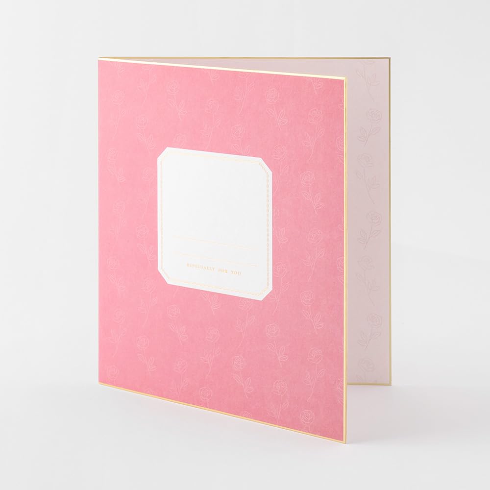 Midori Colored Foldable in with Sticker and 33282006 Paper, Half, Envelope, Semi-Transparent Pink,
