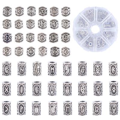 48 Pcs/Set Vikings Rune Beard Bead Hair Tube Beads Dreadlock Beads Hair Beads