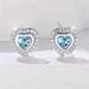 Cute Female Green Black Red Zircon Crystal Stone Stud Earrings Vintage Rose Gold Color Wedding  For Women