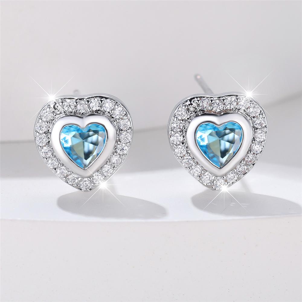 Cute Female Green Black Red Zircon Crystal Stone Stud Earrings Vintage Rose Gold Color Wedding  For Women