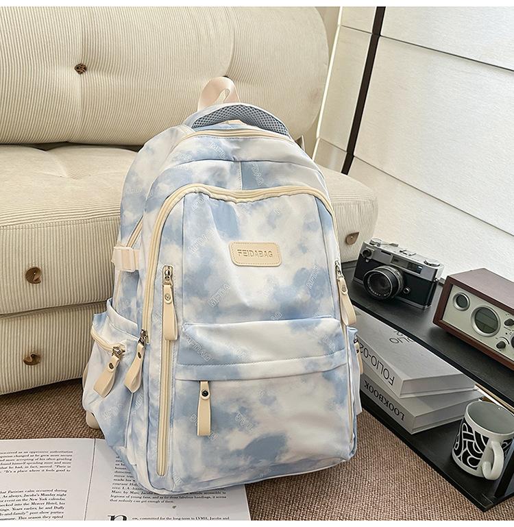 Schoolbag Personality Trend Tie-dye Backpack Male and Female Versatile College Student School Bag Fashion Large Capacity Junior High School Student