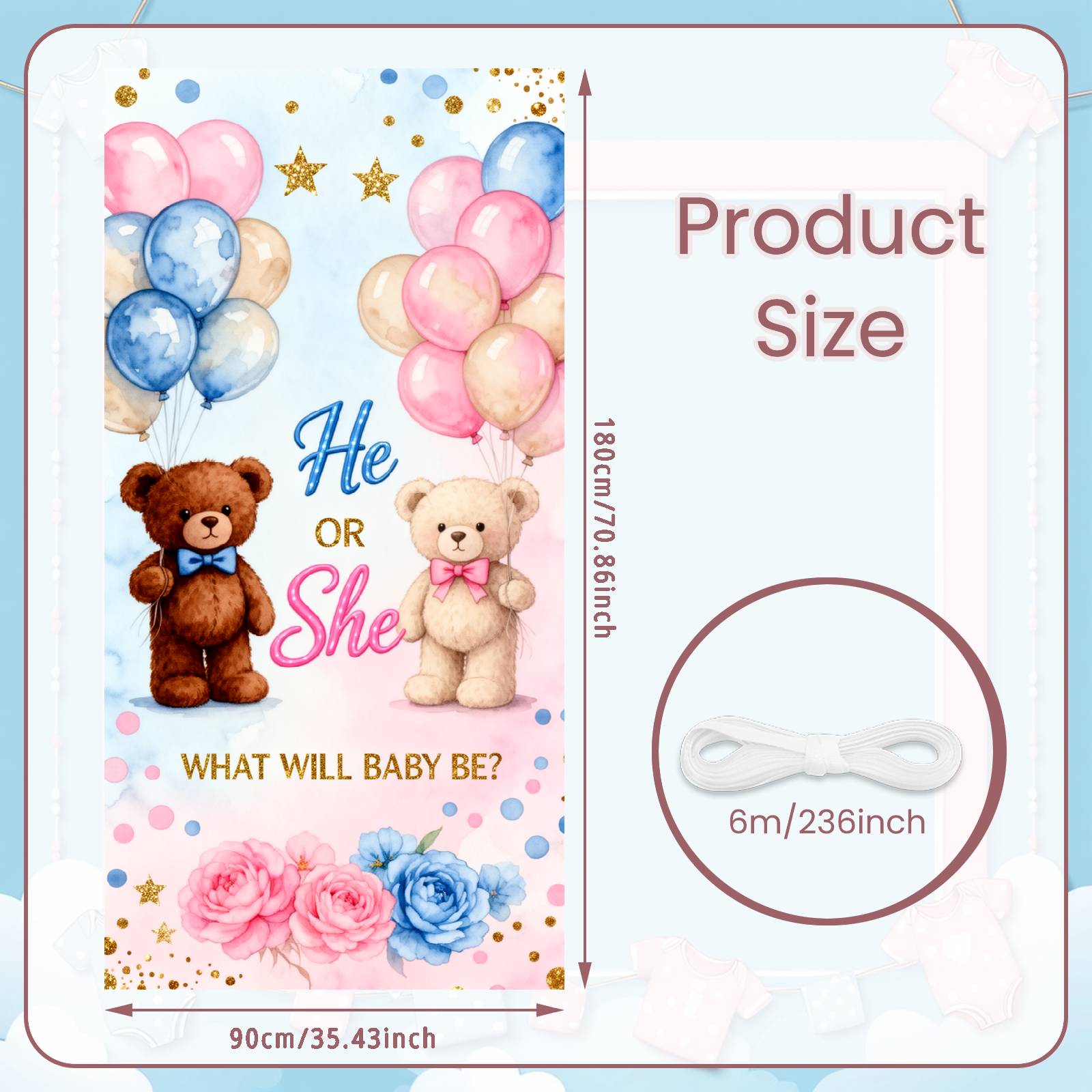 Shower Backdrop Glitter Stars Gender Reveal Backdrop  Gender Display Watercolor Gender Reveal Display For Photo