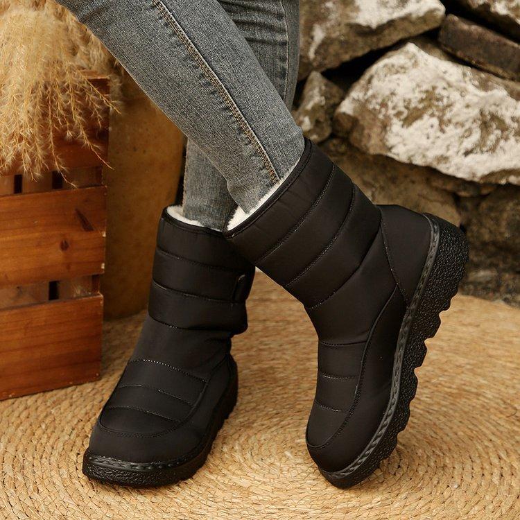 Women's large size padded thickened winter warm fur one snow boots padded lining ankle boots non-slip hiking sports cotton boots