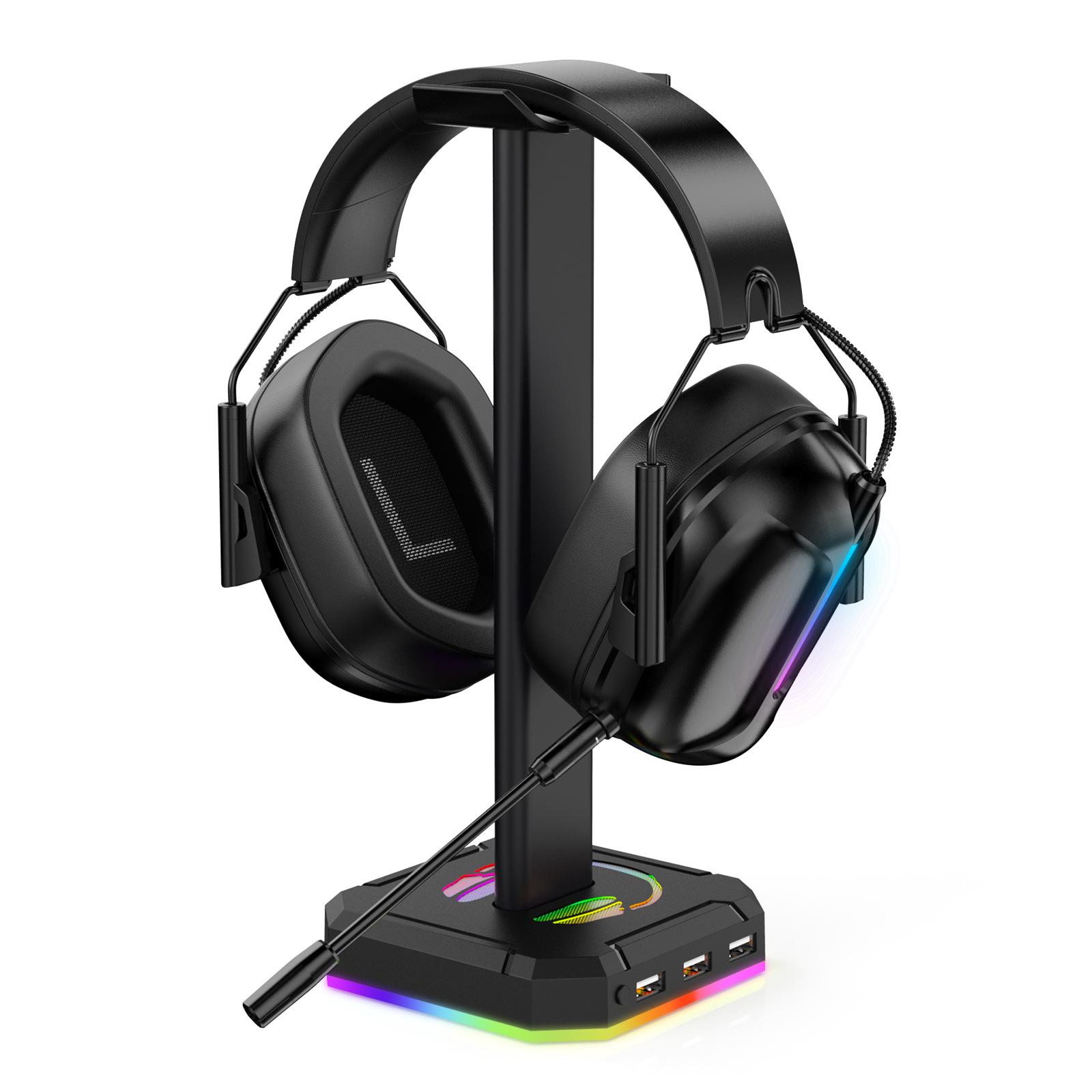 

ZUOYA RGB Gaming Headset Stand with USB for Over-Ear Headphones Pink with USB Port