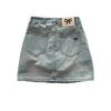 Women's 2024 Summer High-Waisted Slimming A-Line Denim Mini Skirt with Ripped Detail
