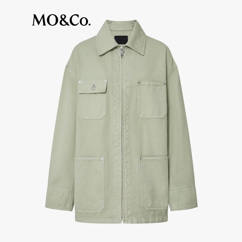 MO&Co. Solid Cotton Loose Fit Jacket