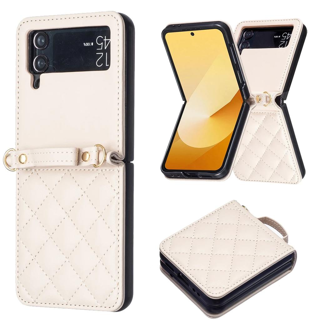 Luxury Diamond Lanyard Leather Case For Samsung Galaxy Z Flip 7 FE 6 5 4 3 5G Flip6 Flip5 Shoulder Strap Crossbody Folding Cover
