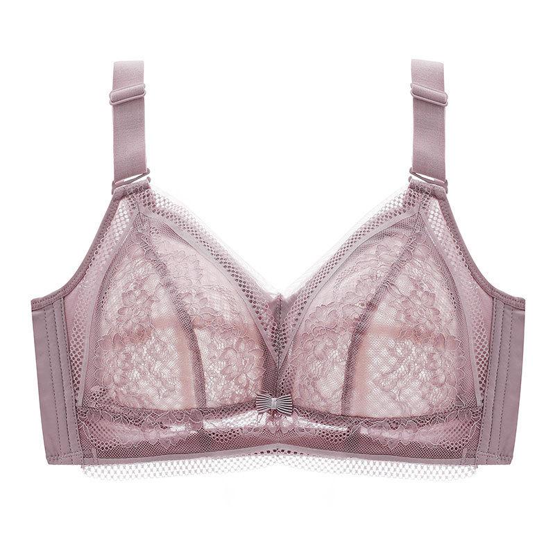 

Plus-size Women s Underwear Thin Bras Without Underwire Adjustable Bra with Reduced Bust and Breast Retraction Push Up Bra 34/75B фіолетовий