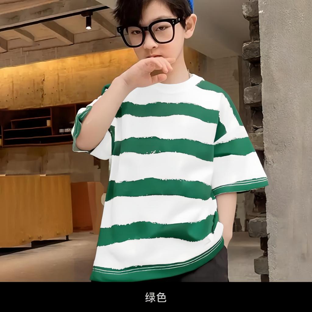 Jungen kurzärmiges gestreiftes Kinder-T-Shirt Sommer dünne Baumwolle Tide Kinderbekleidung mit dem Baby Sommer-Tops