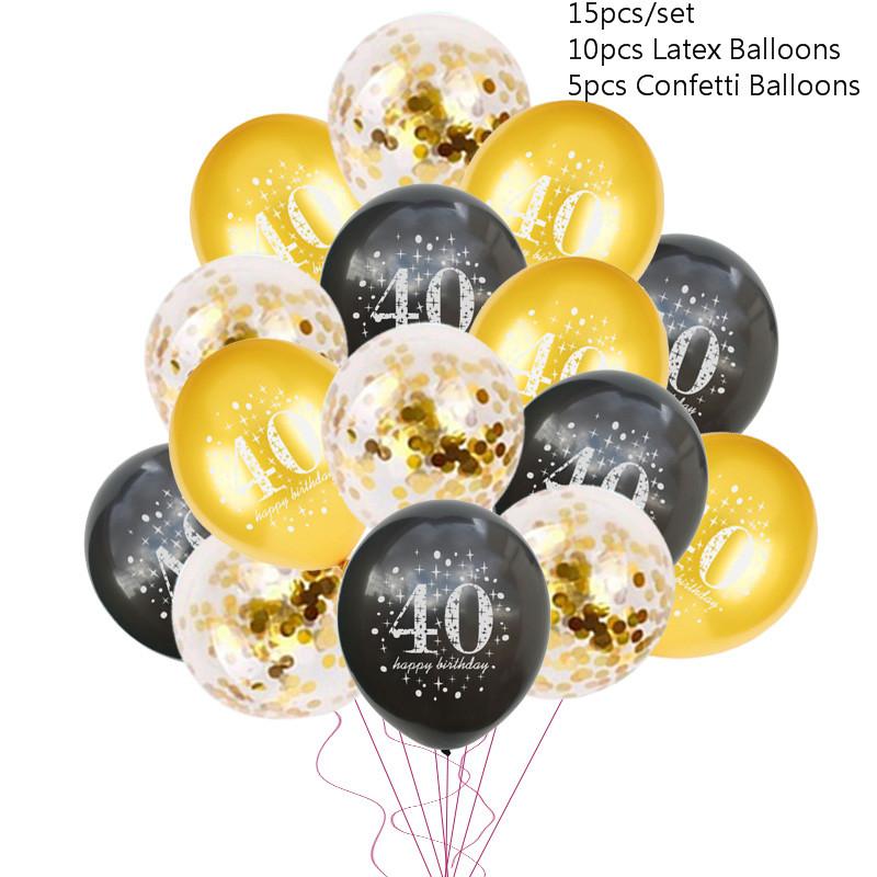 Black Gold 30 40 50 60 Years Birthday Party Confetti Balloon 30th 50th Birthday Party Decorations Adult Party Ballon Air Globos