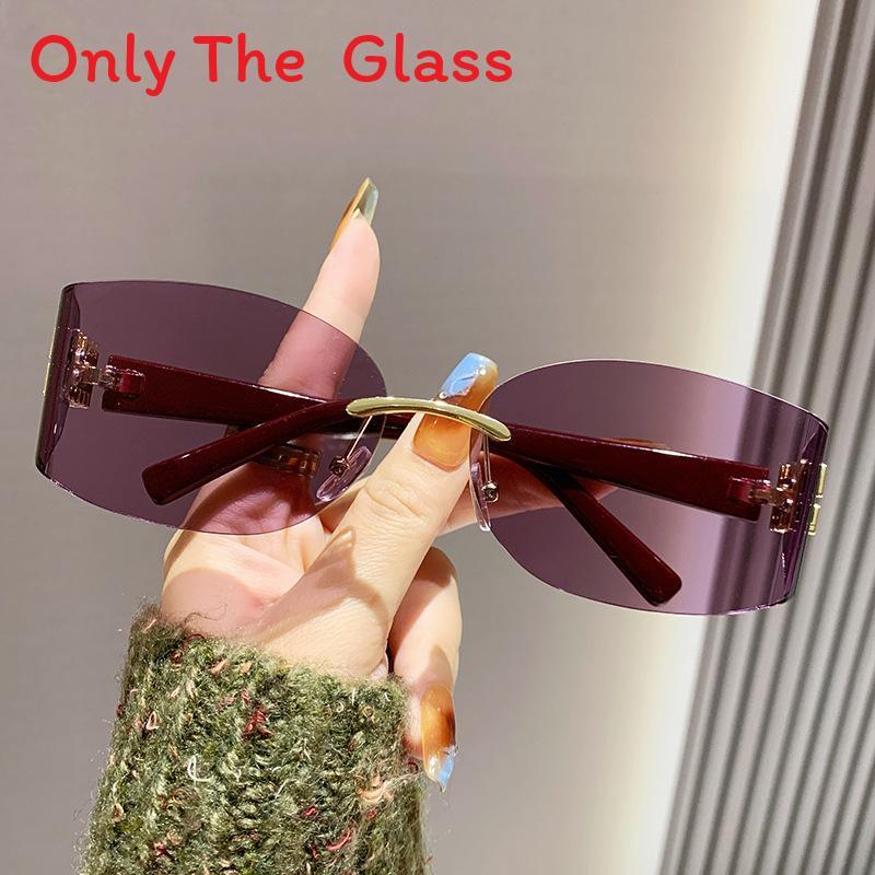New Fashion Female Square Rimless Sunglasses With Uv400 Protection For Travel And Parties