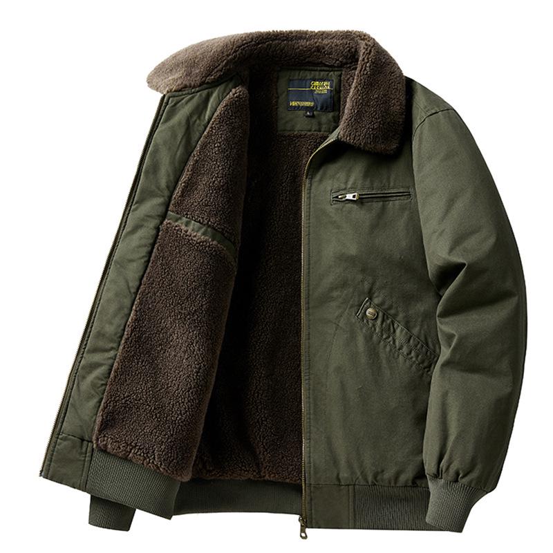 Men's Pilot Jacket - Wool Blend Plush Lined, Thick and Warm, Versatile Workwear Coat, 27% Wool, Cotton Fabric.