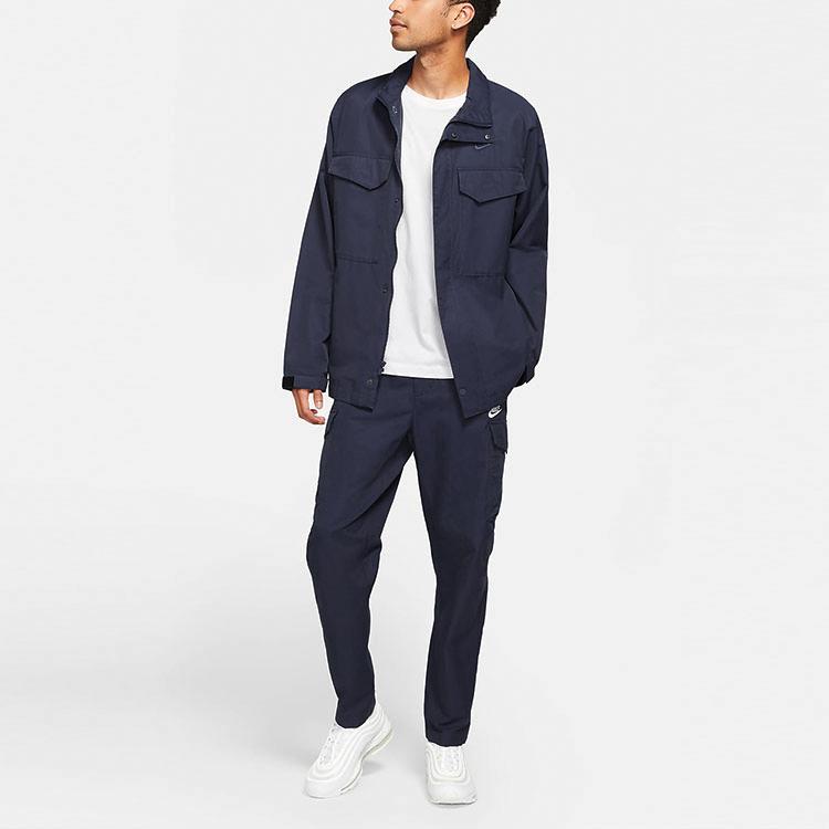 Nike Sportswear Logo Embroidered Straight Leg High Waist Sports Pants Men Bottoms Blue DD5207-410