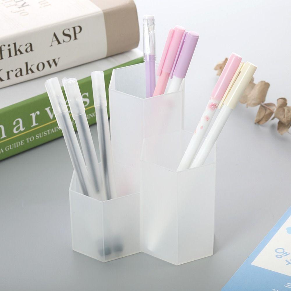 Large-capacity Pencil Case 3-Grid Desktop Organizer Multifunctional Pen Holder Student