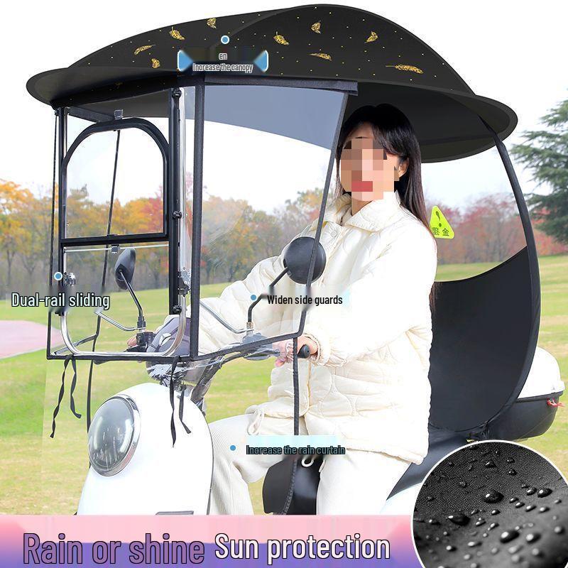 Electric Vehicle Sunshade and Rain Canopy for Bikes and Motorcycles