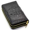 [Revetta] Crocodile Leather Long Wallet, Large Capacity, 40 Card Slots, Men's Wallet, Black, Double Round Zipper, Gold, Genuine Leather, Single Piece