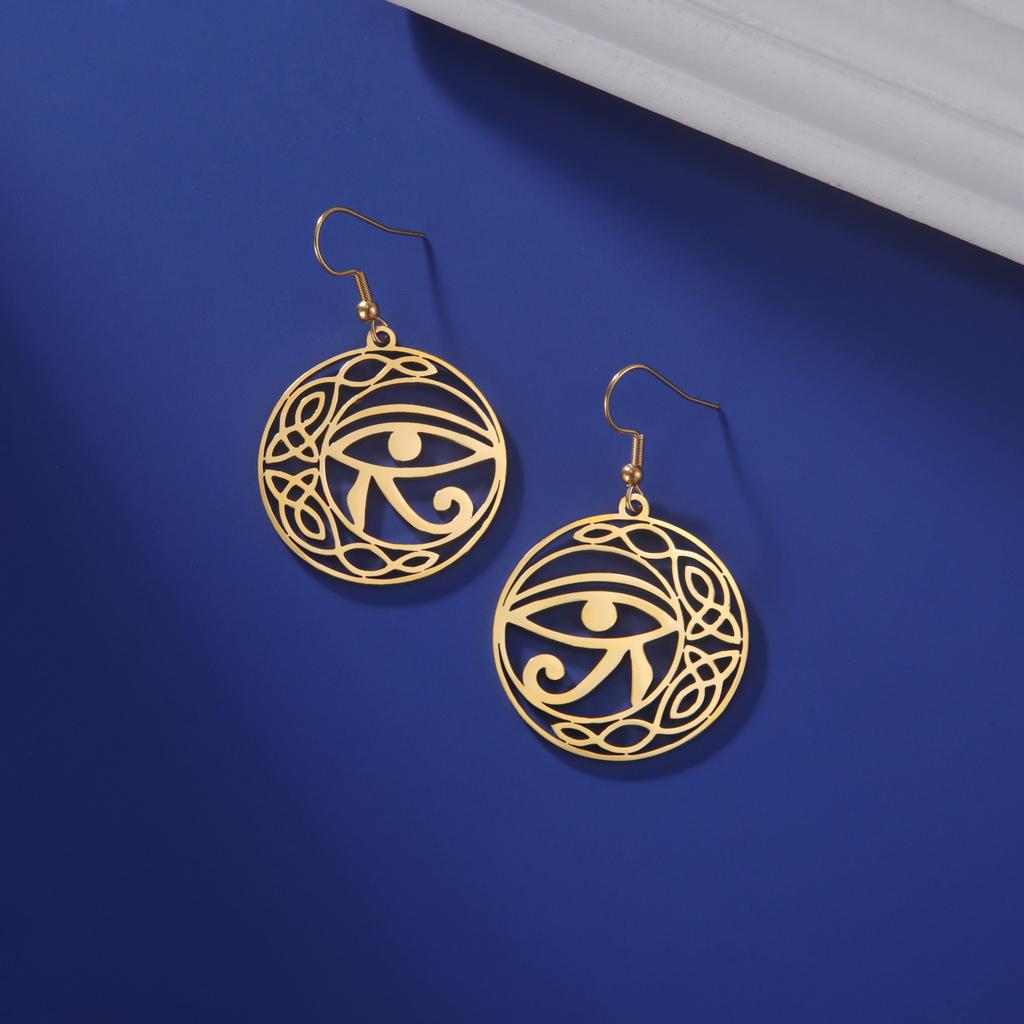 Stainless Steel Horus Eye Earrings Vintage Celtic Knot Hanging Earrings Women's Trendy Jewelry Gifts