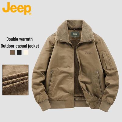 Men's Retro Washed Fleece Lined Winter Workwear Jacket