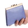 New first layer oil wax cowhide retro clip buckle change bag women's ID card clip business card bag multi-card card bag