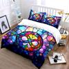 Colorful Stained Glass Art Decor Bedding Set with 1 Duvet Cover 2 Pillowcases Single Double King Queen, Gift
