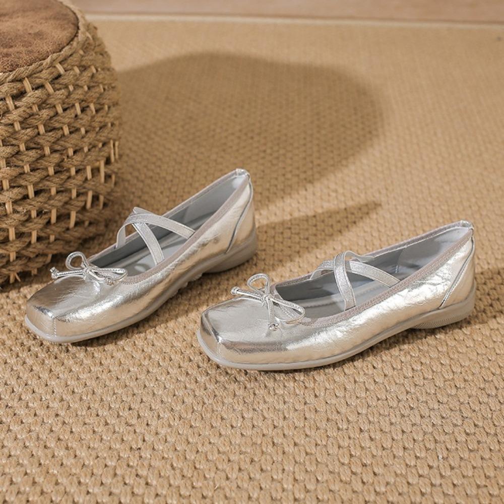 Fashion French Square Head Versatile Shallow Mouth Ballet Flats Women Spring Summer 2025 New Women's Shoes Flat Comfortable Single Shoes