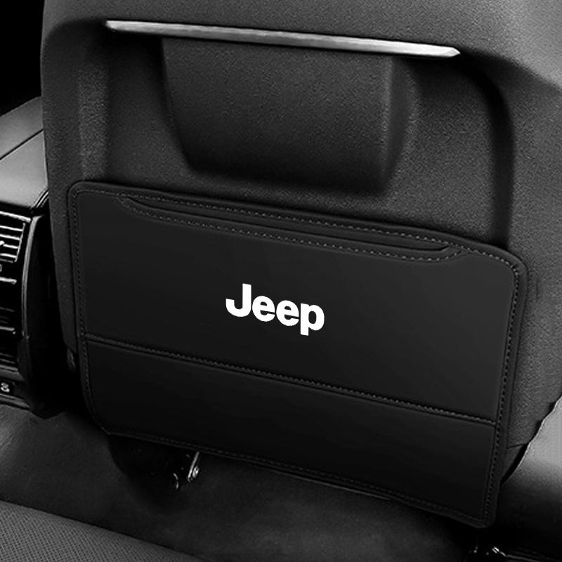 

1pcs Car Seat Back Protector Anti Kick Pad Prevent Dirt Leather Cover For Jeep Renegade Wrangler JL JK Gladiator Grand Cherokee чёрный