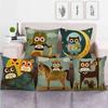 Cartoon Owl Series Digital Printing Short Plush Pillow Covers Decorative for Car Sofa Office Cushion Cover Home Goods