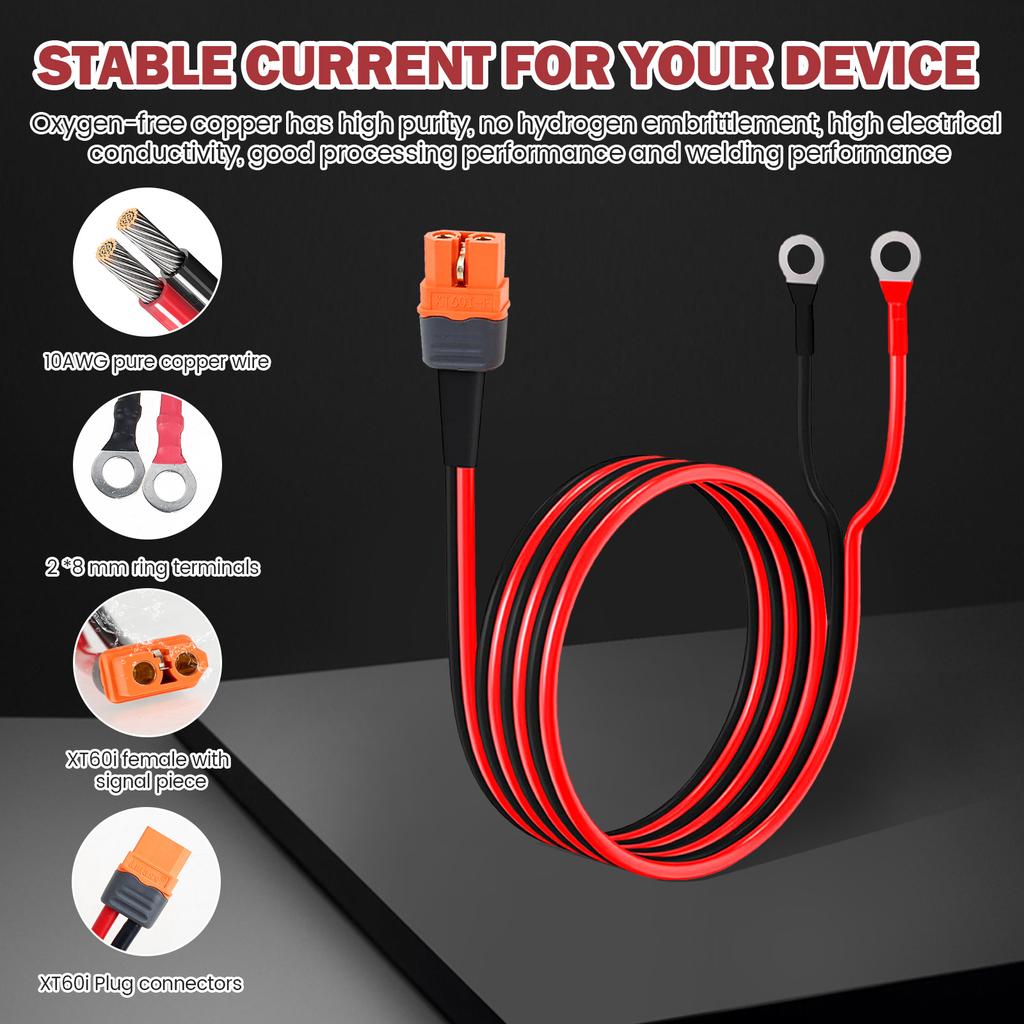 Cable Connector Adapter XT60 to O Ring Eyelet Terminal Plug Connector Cable 10AWG Silicone Wire Charger For RC Lipo Battery
