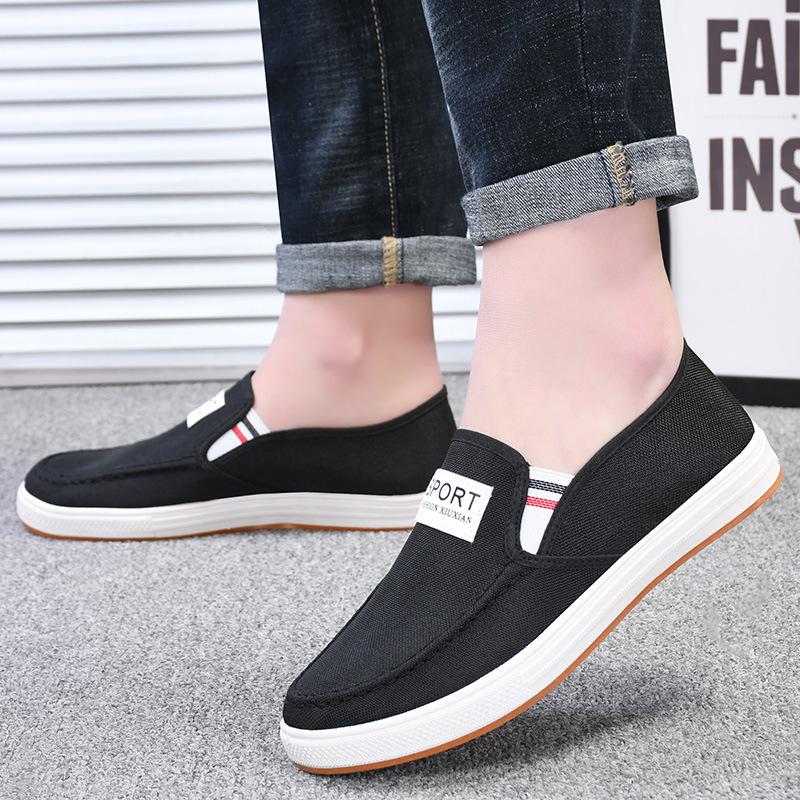 Autumn New Men's Shoes Versatile and Comfortable Casual Canvas Shoes Beef Tendon Sole One Pedal Old Beijing Cloth Shoes