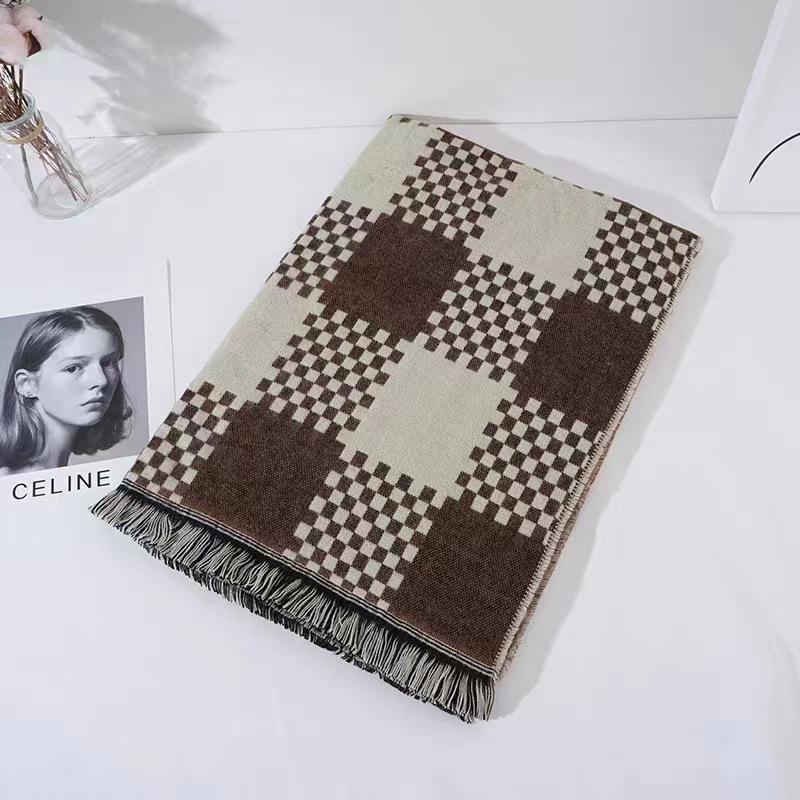 

Женский зимний шарф в британскую клетку 2024 года: Универсальная шаль для студентов и пар 190*70 CM кофейный