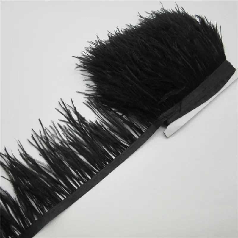 Feather1Meter Fluffy White Ostrich Feathers Trim Fringe 8-10cm Feather Ribbon for Wedding Party Sewing Dress Clothing Decoration Crafts
